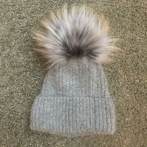 Cozy Gray Knit Fur Hat